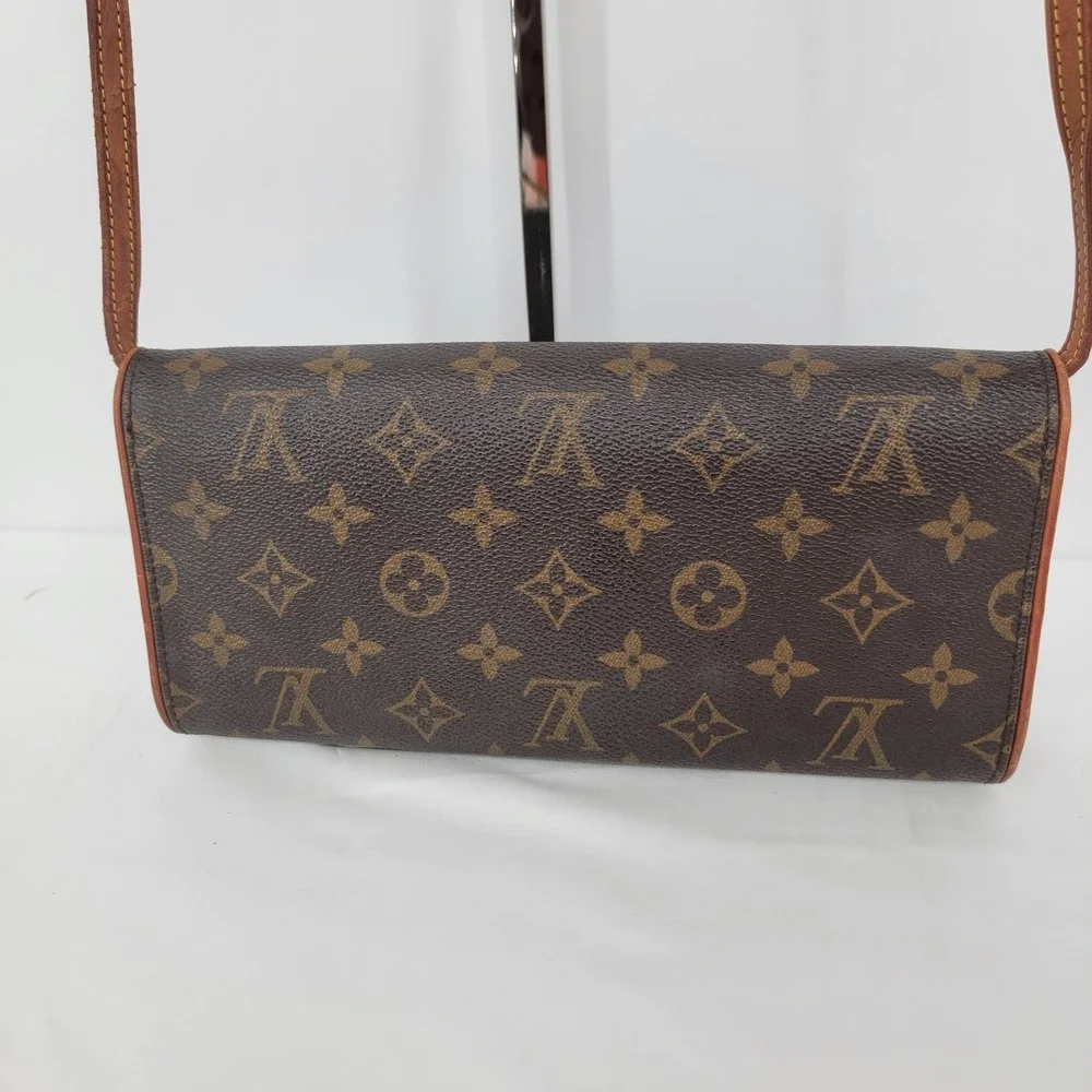 Authentic Louis Vuitton Twin PM Monogram Canvas Crossbody Clutch Bag w/ COA